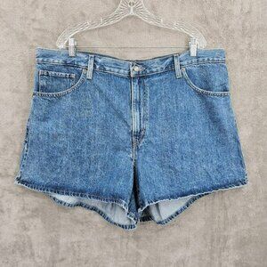 Levis High Waisted Mom Shorts 20W Medium Blue Wash Denim Jean Jorts Cotton Plus